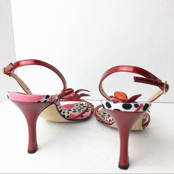 SZ 8 Stuart Weitzman Floral Strappy Heels - Picture 5 of 6